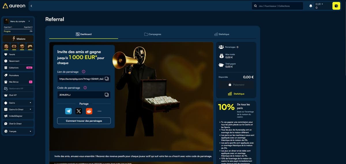 Parrainage AureonPlay Casino