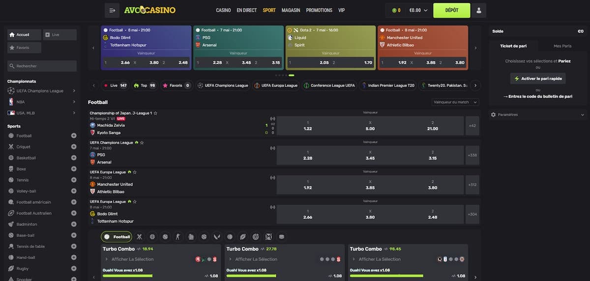 Paris sportifs Avocasino Casino