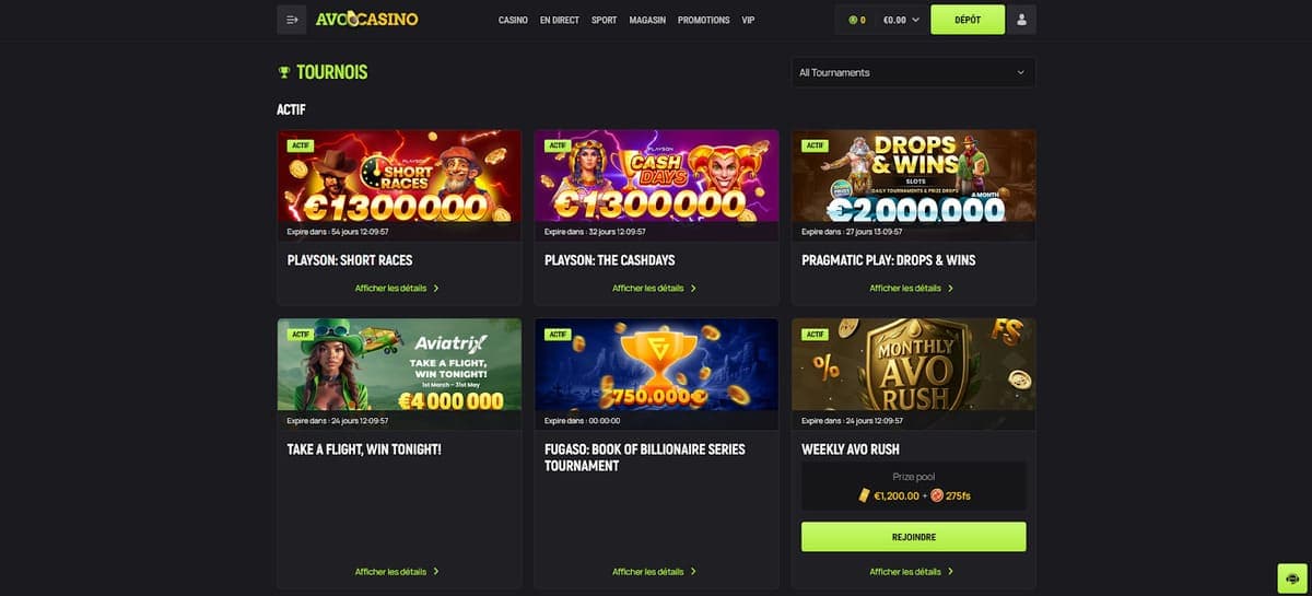 Tournois Avocasino Casino