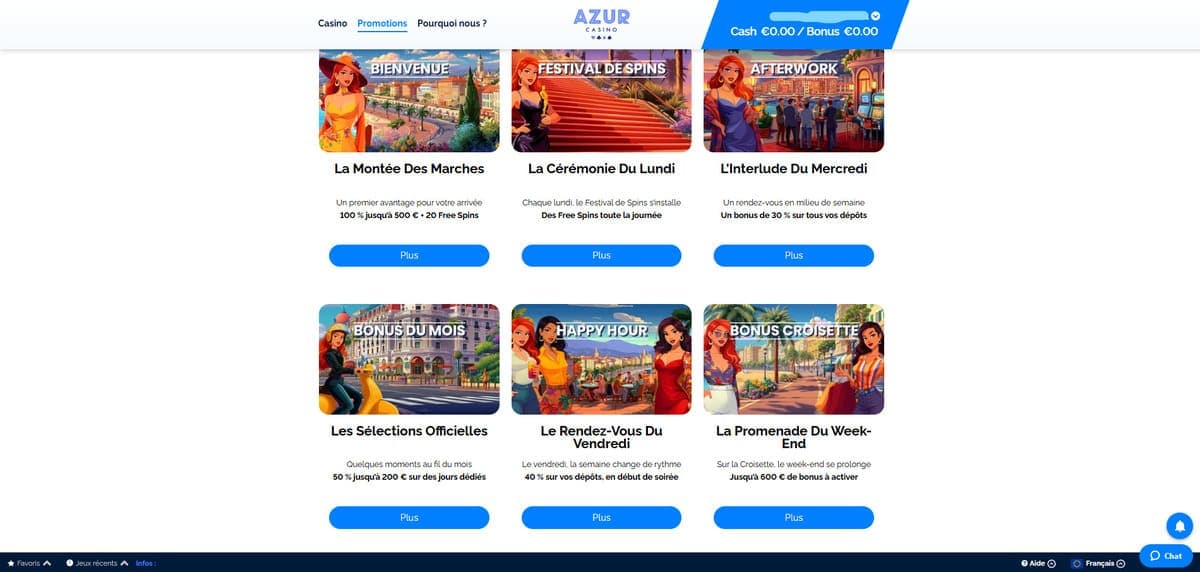 Promos Azur Casino