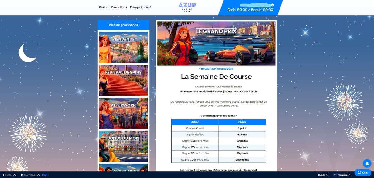 Tournois Azur Casino