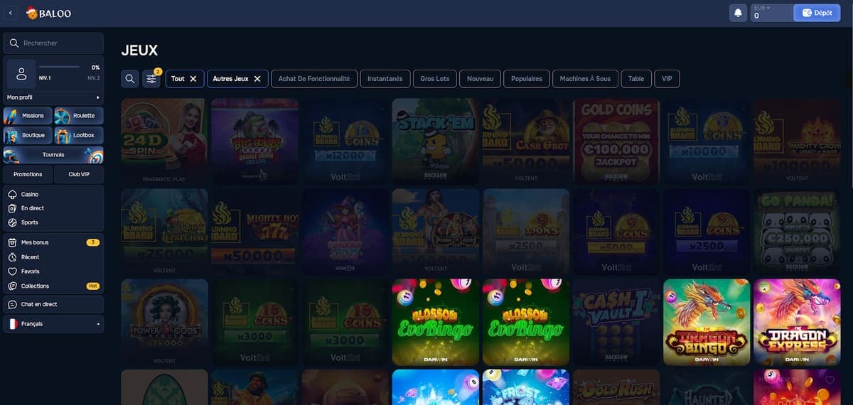 Cartes à gratter Baloo Casino