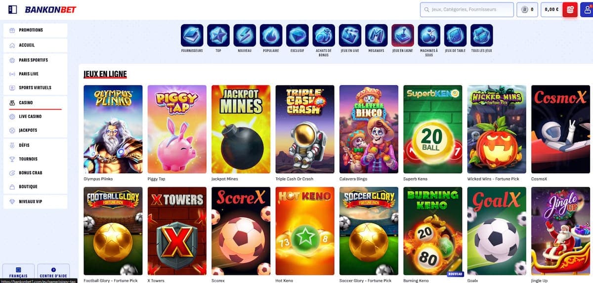 jeux en ligne Bankonbet Casino