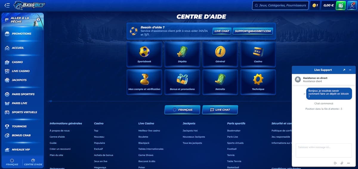 Centre d'aide Bassbet Casino