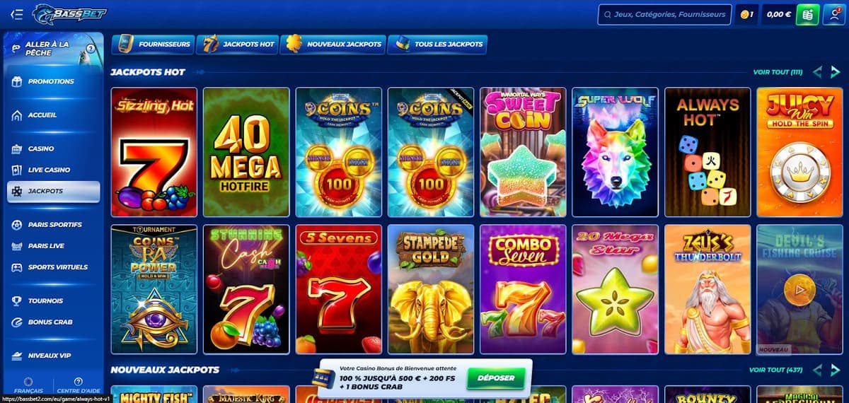 Jackpots hot Bassbet Casino