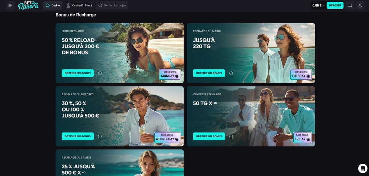 Bonus recharge Bet Riviera Casino