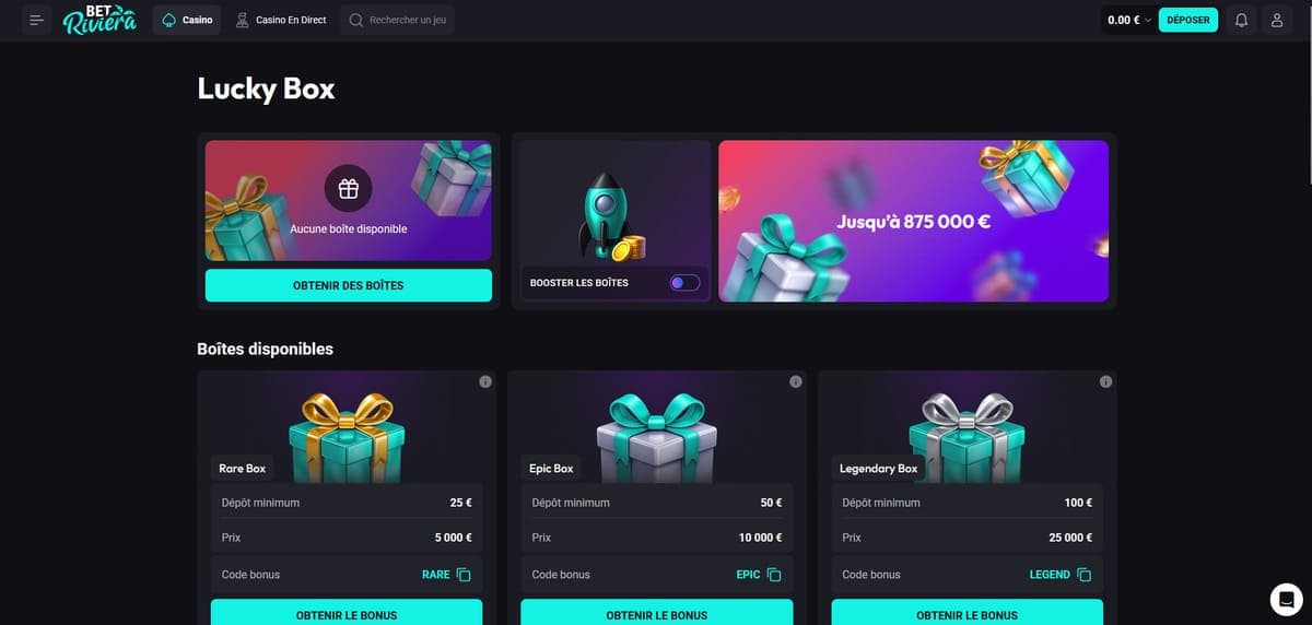 Lucky Box Bet Riviera Casino