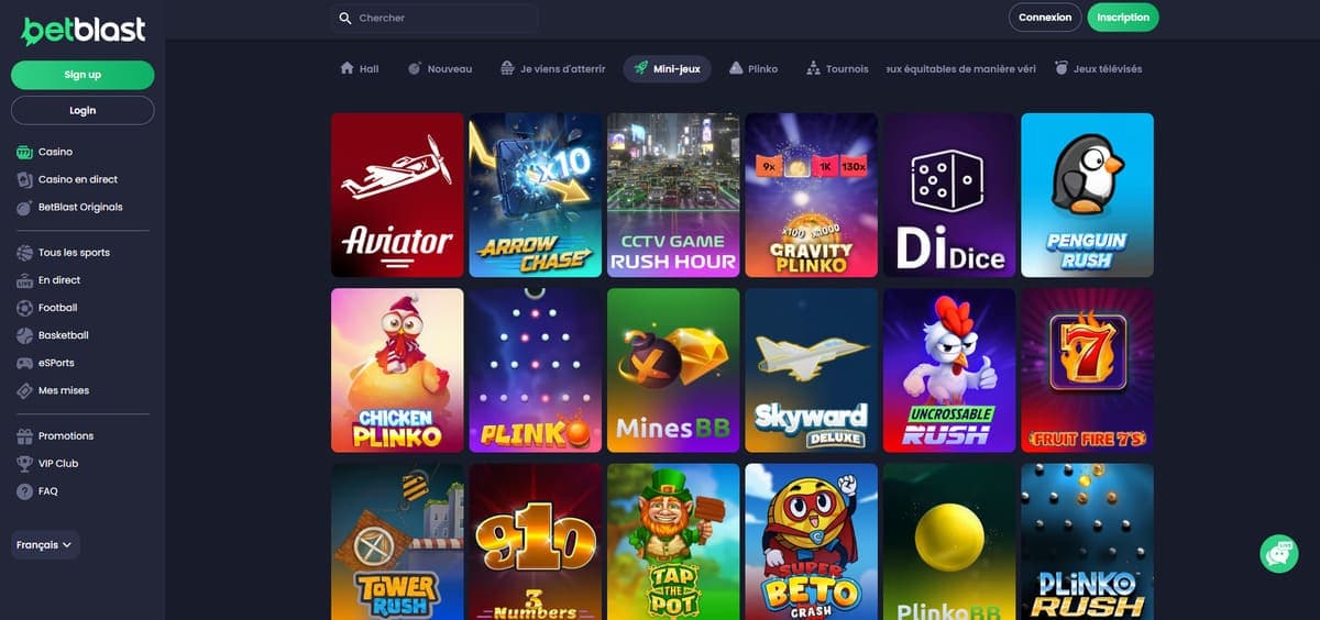 Mini jeux Betblast Casino