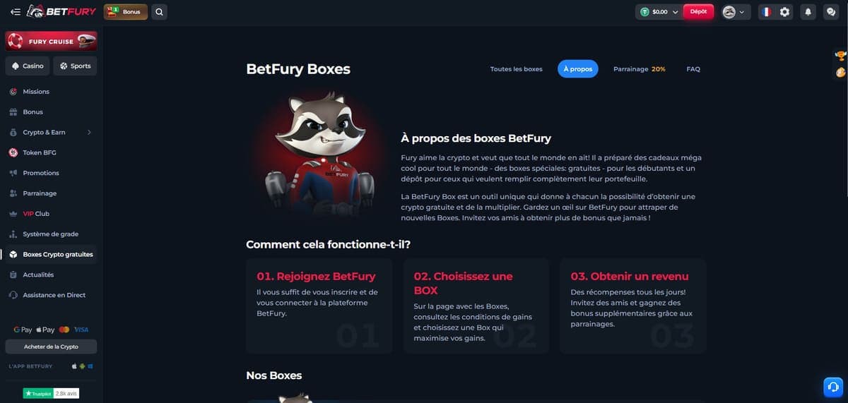 Betfury boxes Betfury Casino