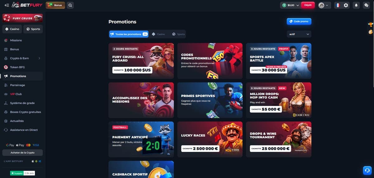 Promos Betfury Casino