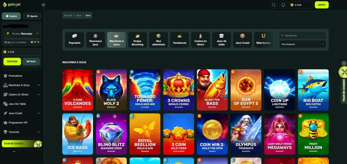 Machines à sous BetnJet Casino