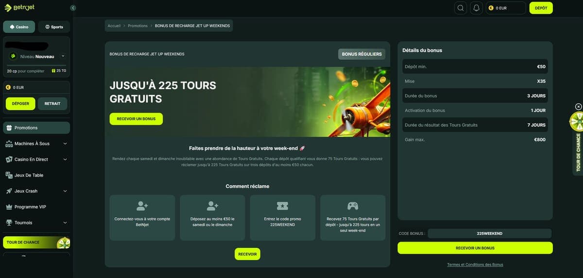 Promo régulière BetnJet Casino