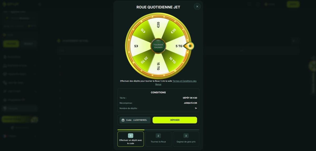 Roue quotidienne BetnJet Casino