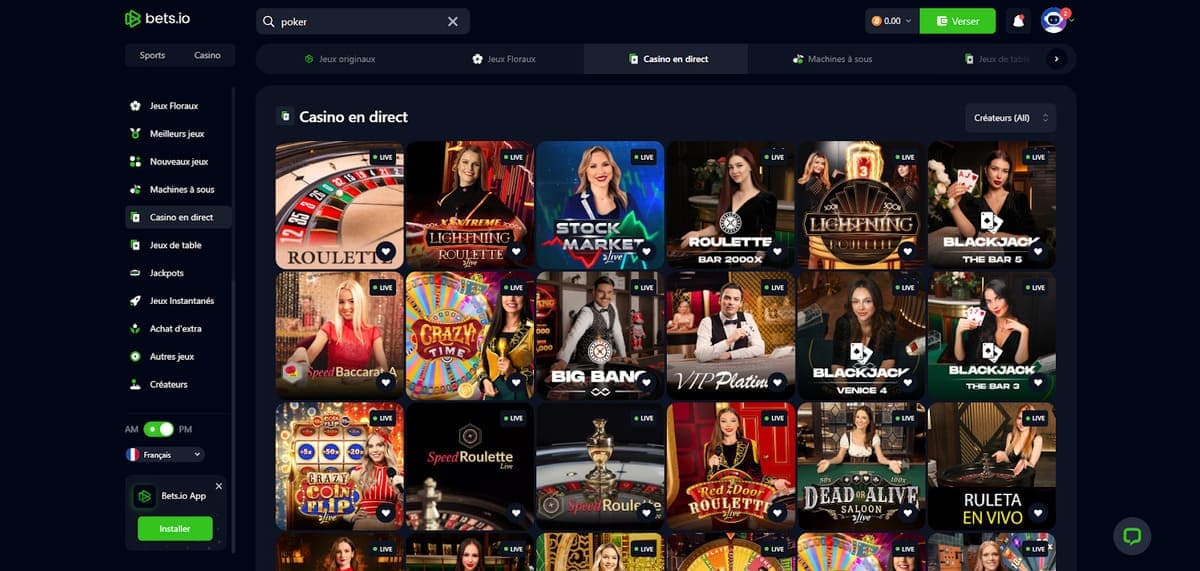 casino en direct Bets.io Casino