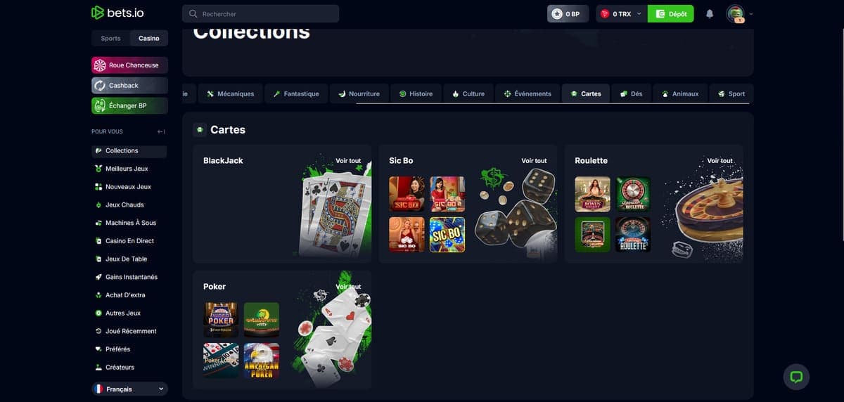 Jeux de table Bet.io Casino