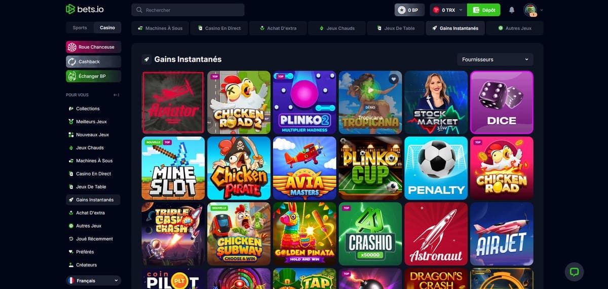 Instantanés Bet.io Casino