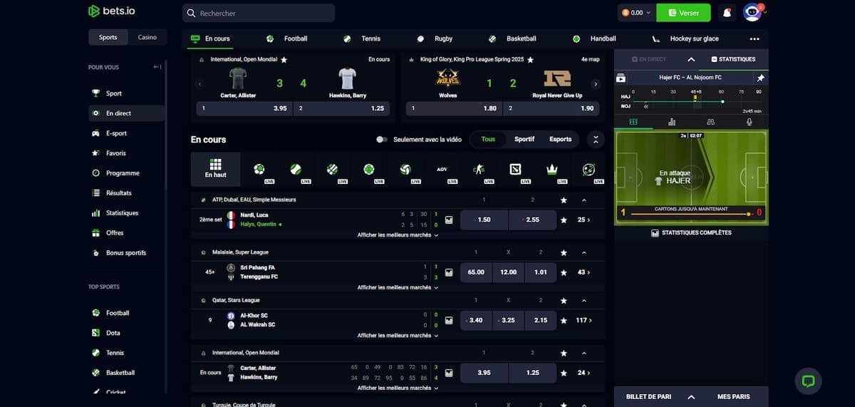 paris en direct Bets.io Casino