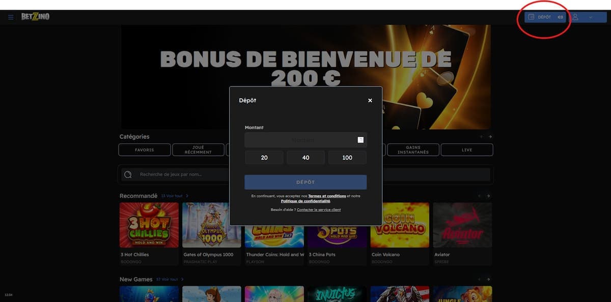 Betzino online