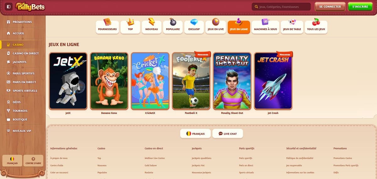 Mini jeux BillyBets Casino