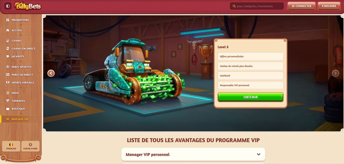 Programme VIP BillyBets Casino
