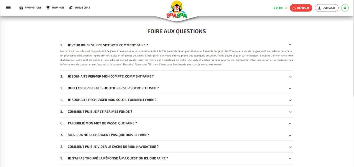 faq Boaboa Casino