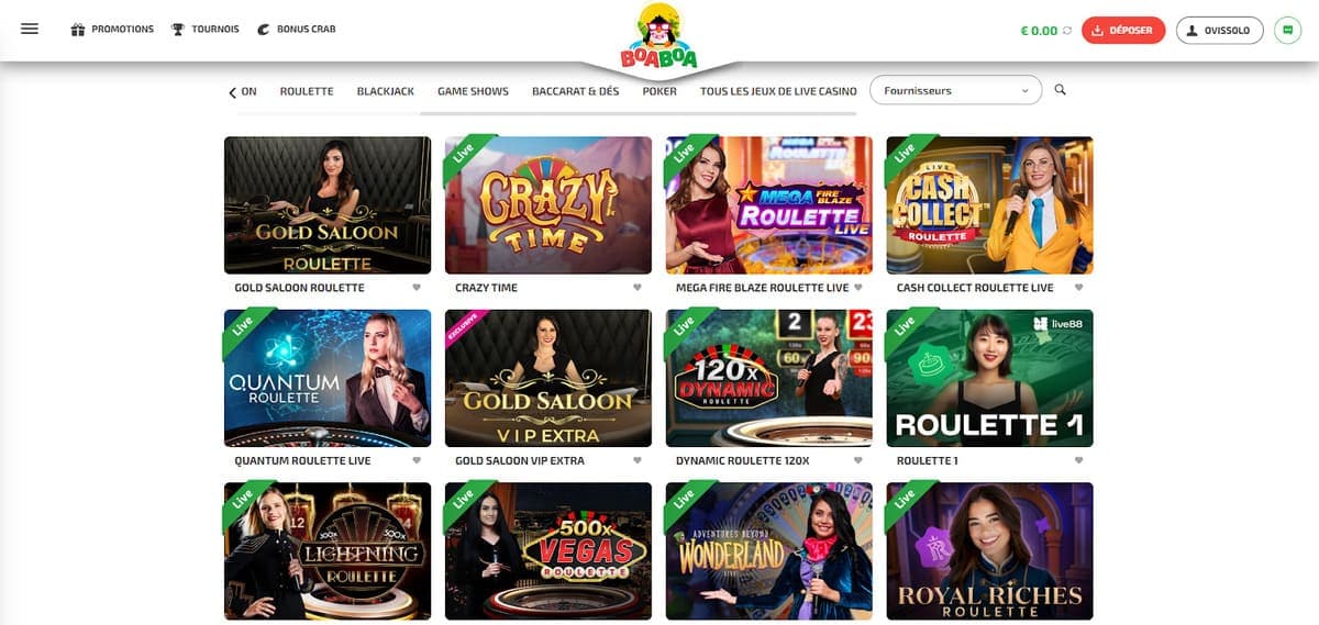 live Casino Boaboa Casino