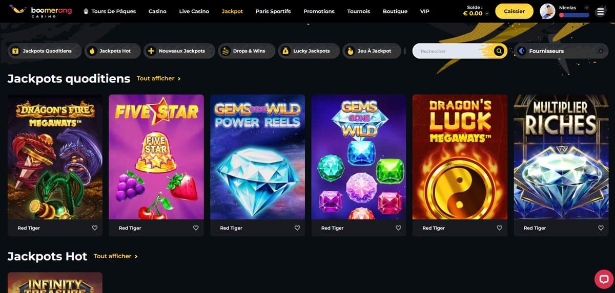 Jackpots Boomerang Casino