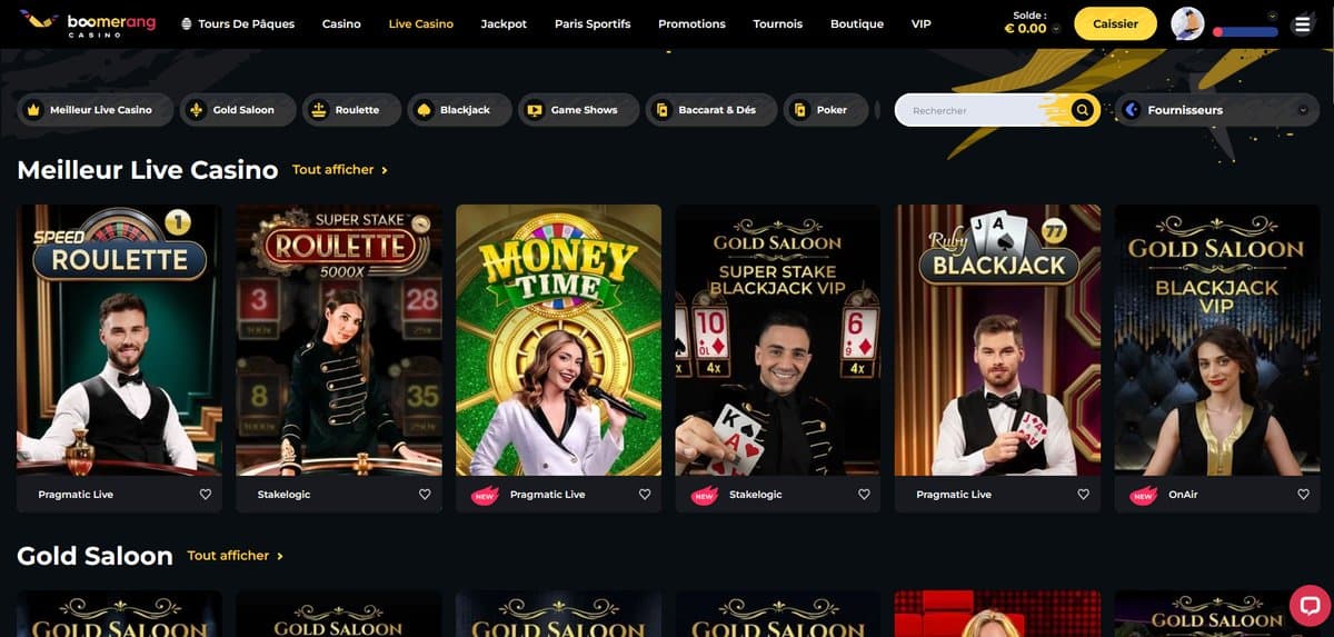 Live Boomerang Casino