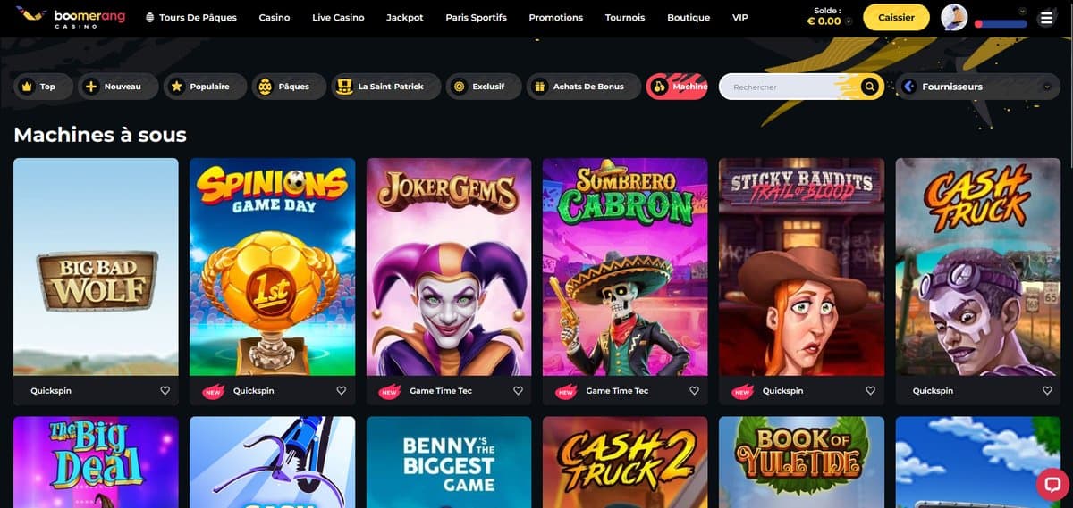 Machines à sous Boomerang Casino