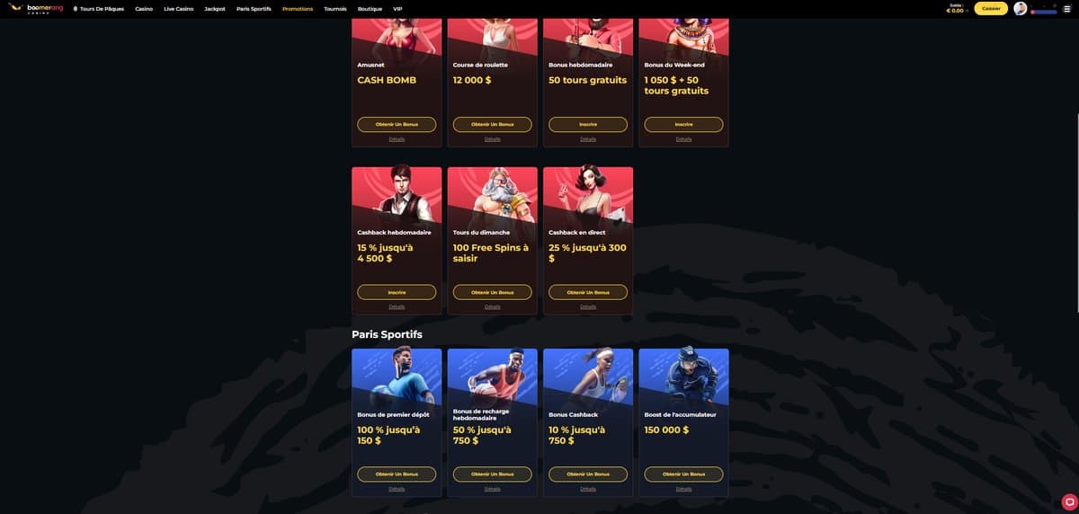 Promos Boomerang Casino