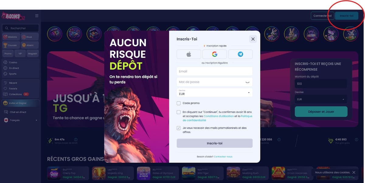 Inscription Boomsbet Casino