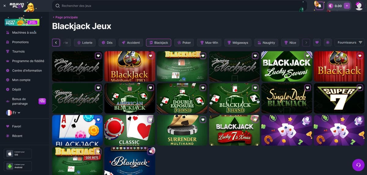 Jeux de table BravoPlay Casino