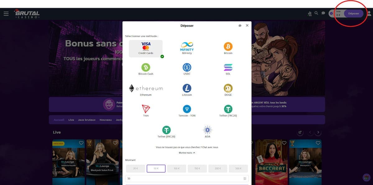 Dépôt Brutal Casino