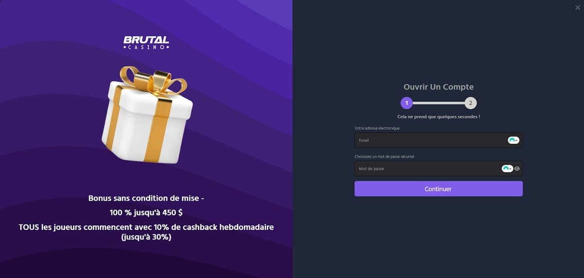 Inscription Brutal Casino