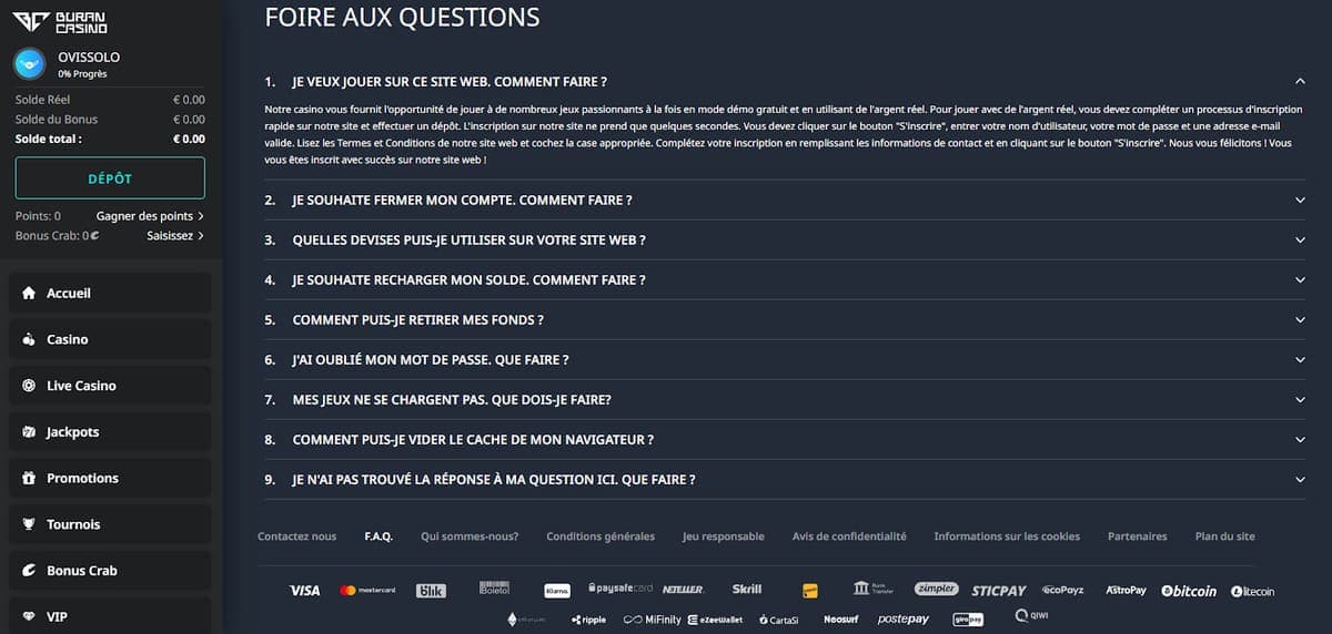 faq Buran Casino