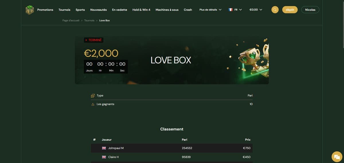 Tournoi CashBox Casino