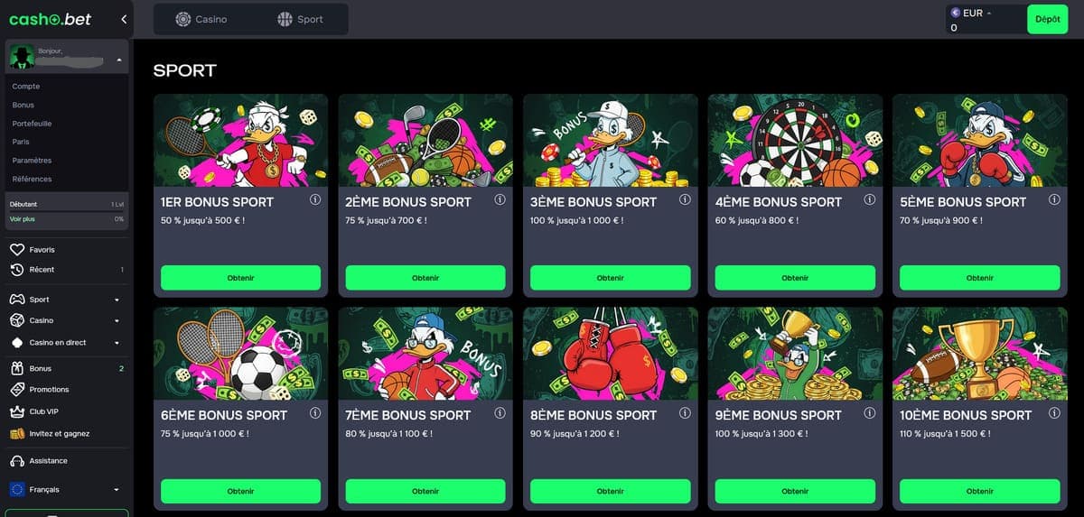 Bonus sport Cashobet Casino