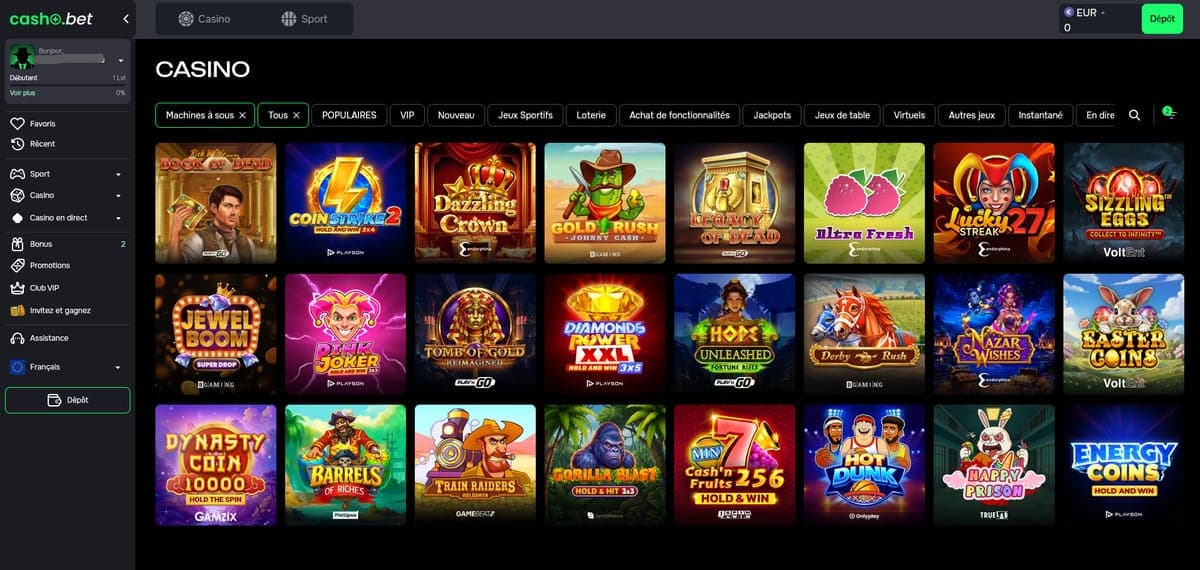 Machines à sous Cashobet Casino
