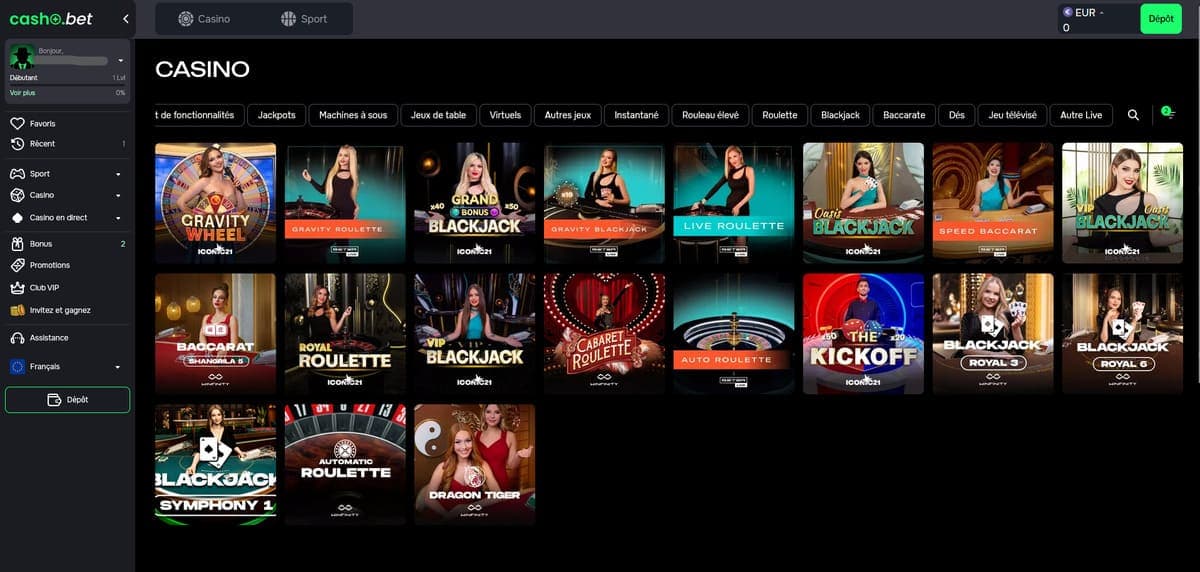 Offre casino Cashobet Casino