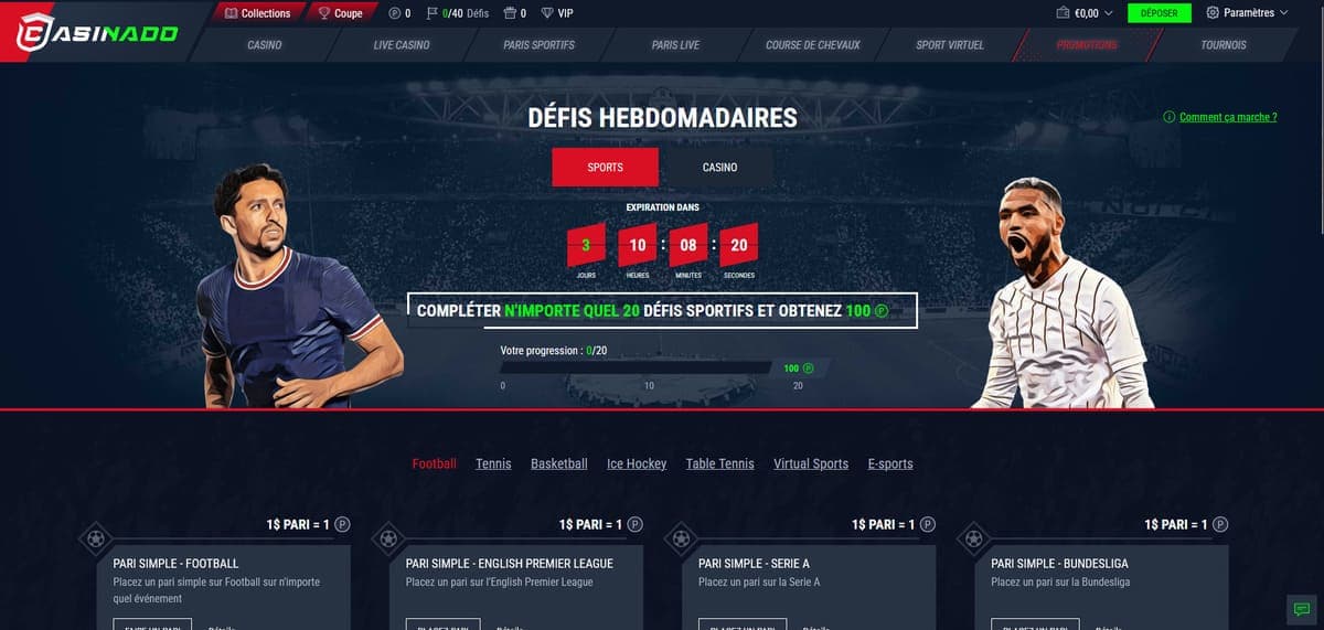 Défis Casinado Casino