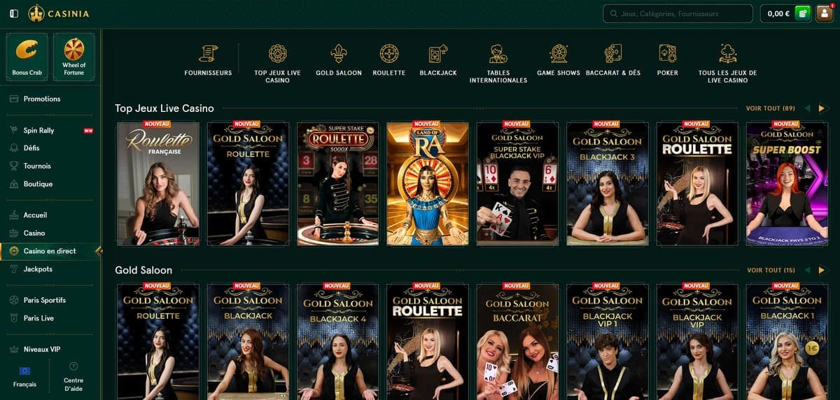 Live Casinia Casino