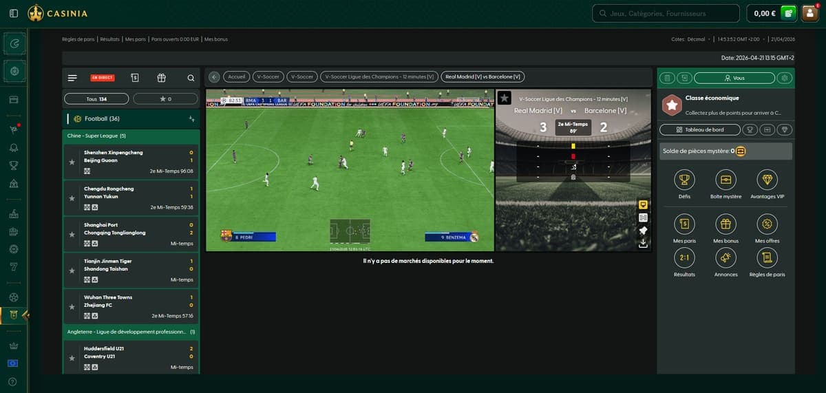 Paris en direct Casinia Casino