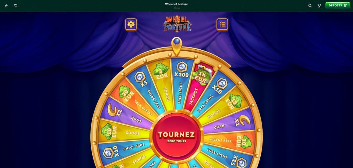 Roue de la fortune Casinia Casino