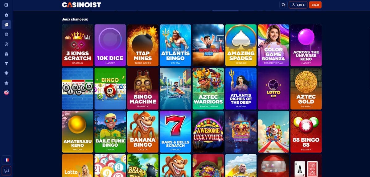 Jeux chanceux Casinoist Casino