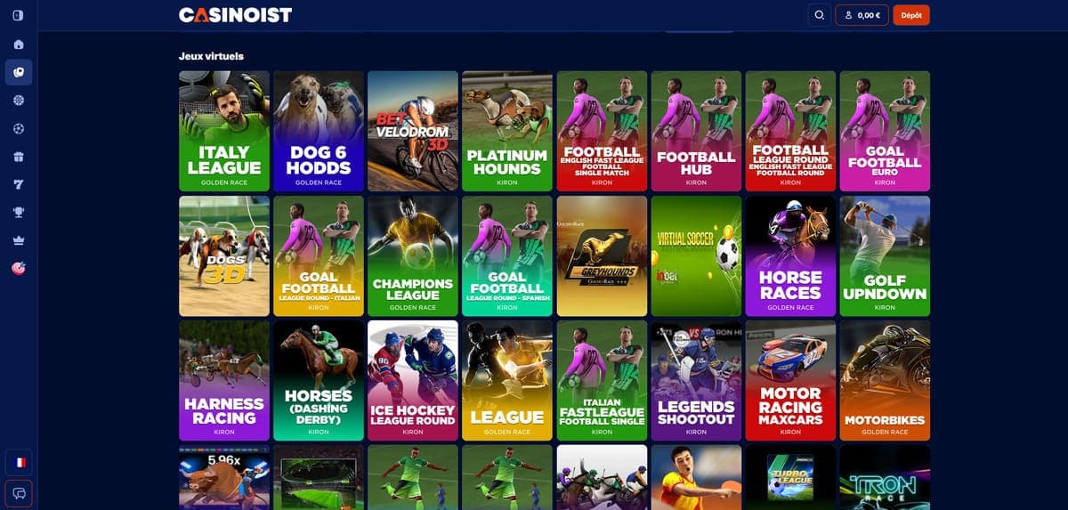 Jeux virtuels Casinoist Casino