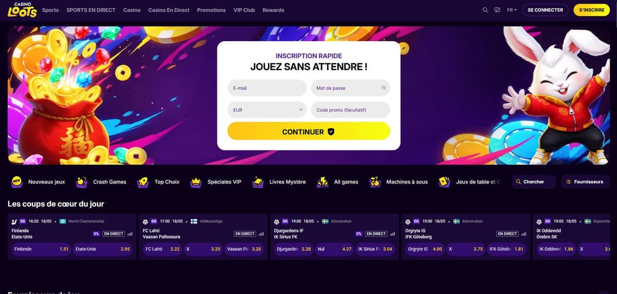 Inscription CasinoLoots Casino