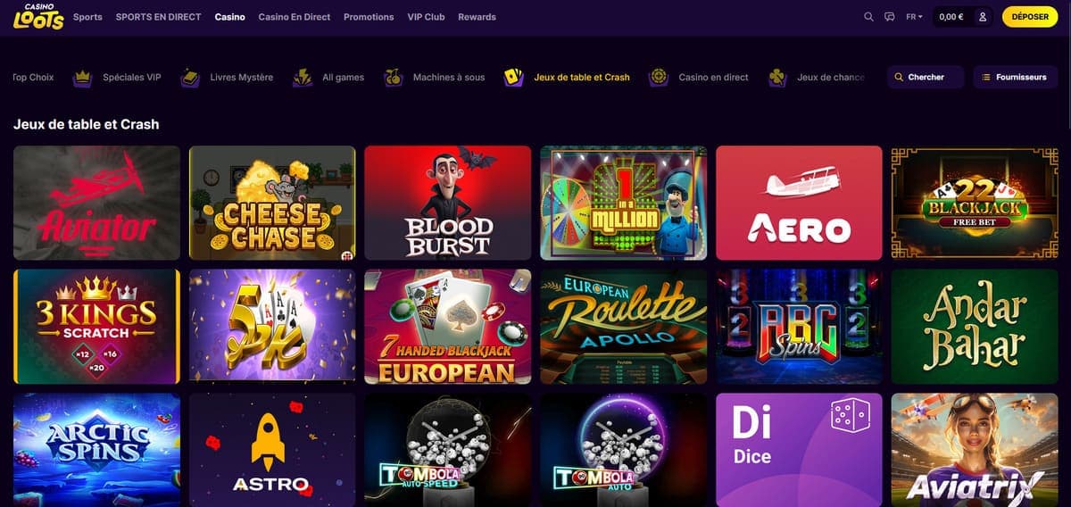 Jeux de table CasinoLoots Casino