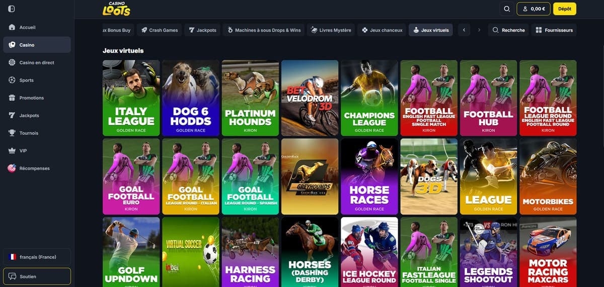 Jeux virtuels CasinoLoots Casino