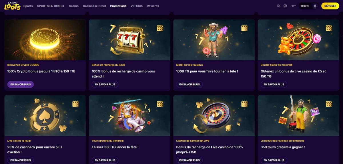Promos jour CasinoLoots Casino