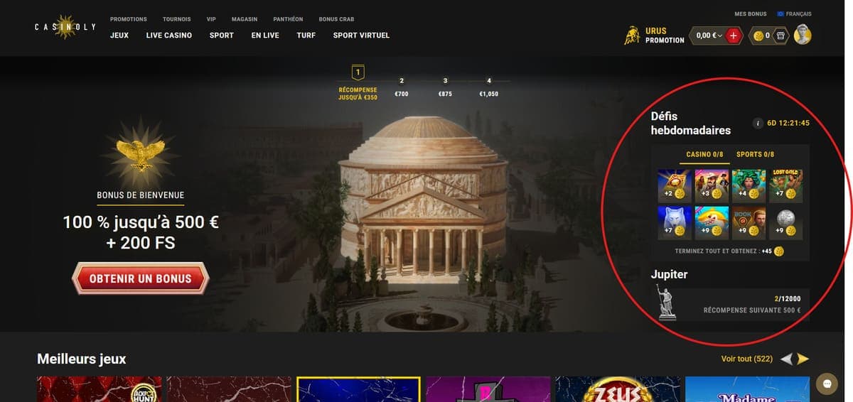 Défis Casinoly Casino